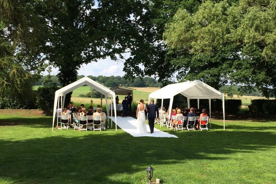 A celebrant-led ceremony under the gazebos in the park