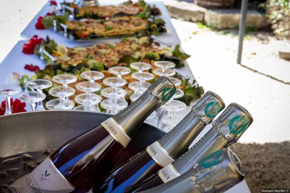 Champagne and canapés at the drinks reception